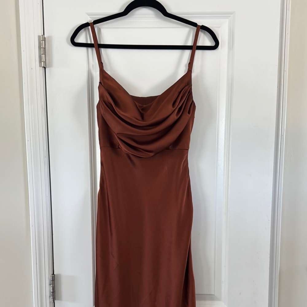 Revelry Rust Satin Dress